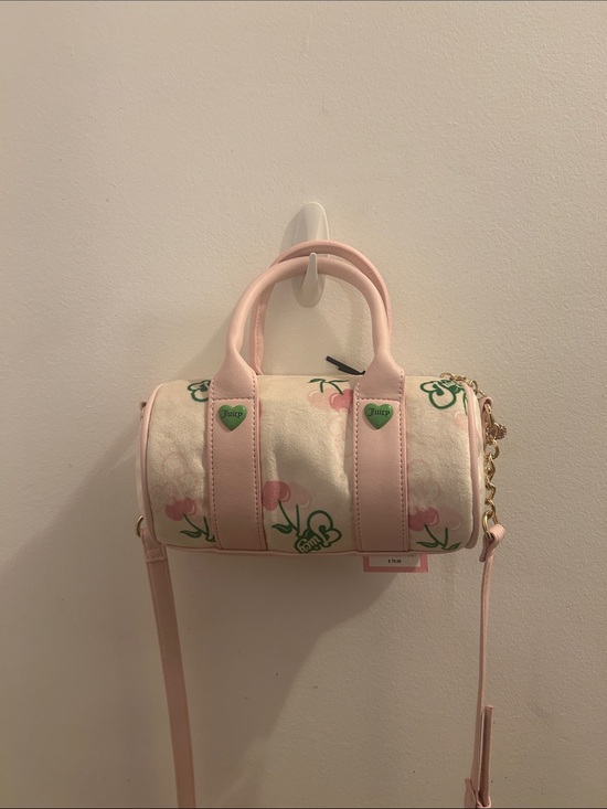 Juicy Couture Handbags - Juicy Couture Pink & Cream Cherry Mini Barrel Bag